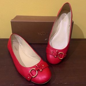 Coach Flats “Alice Natural Cow Leather” True Red